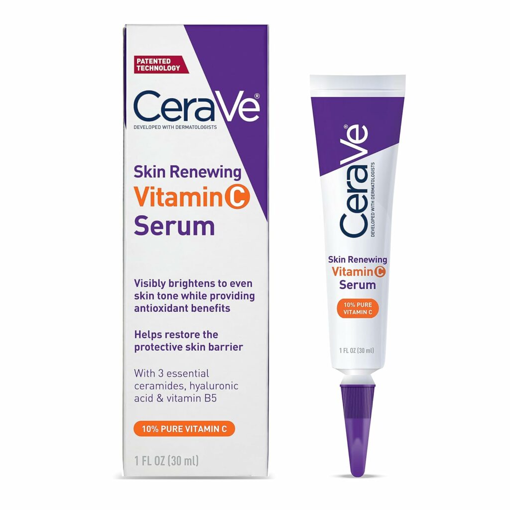 CeraVe Vitamin C Serum with Hyaluronic Acid | Skin Brightening Serum for Face with 10% Pure Vitamin C | Fragrance Free | 1 Fl. Oz