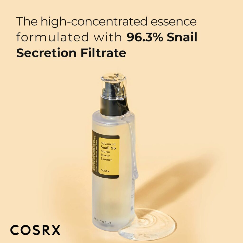 COSRX Snail Mucin 96% Power Repairing Essence 3.38 fl.oz 100ml, Hydrating Serum for Face with Snail Secretion Filtrate for Dull Skin  Fine Lines, Korean Skincare