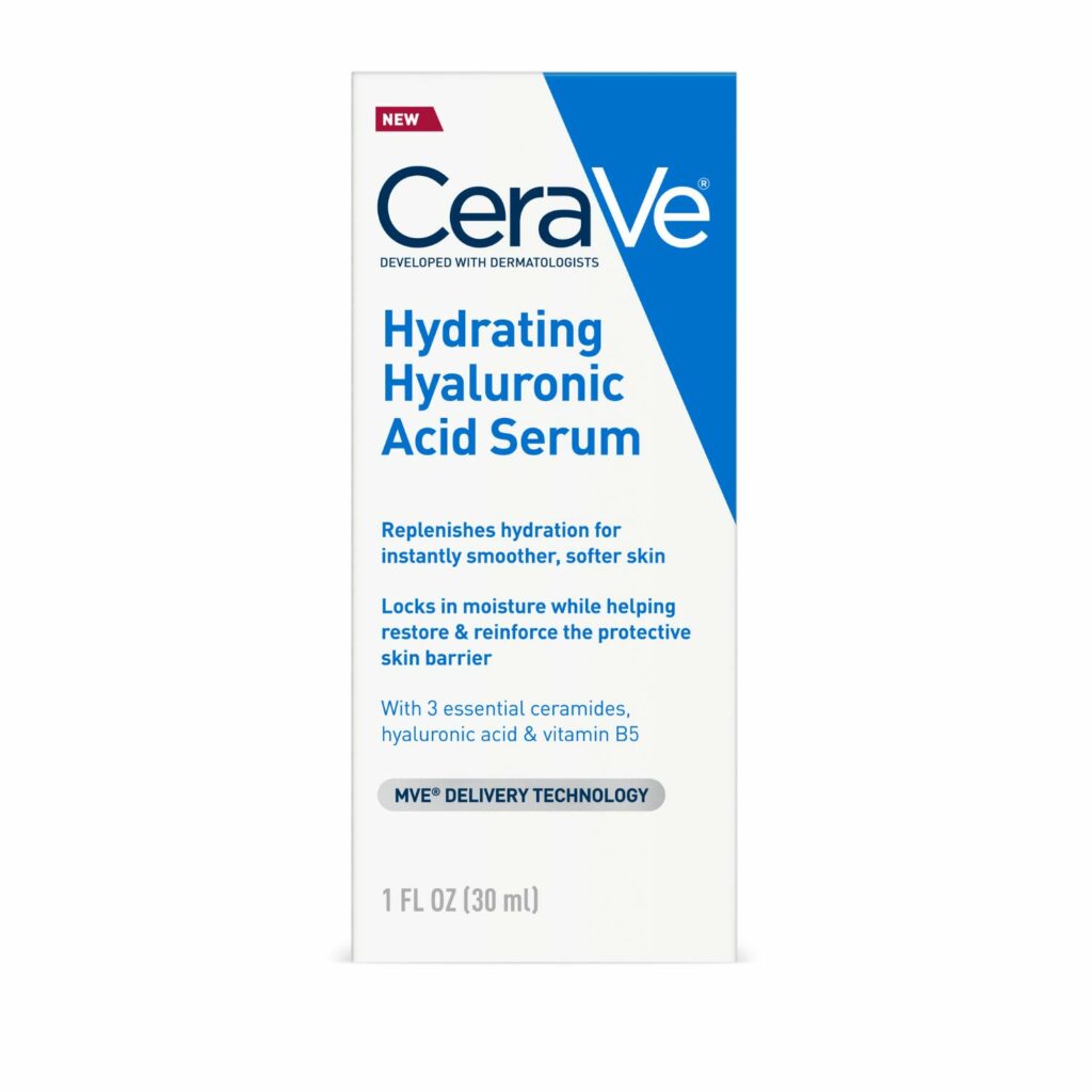 Cerave Hyaluronic Acid Serum for Face with Vitamin B5 and Ceramides | Hydrating Face Serum for Dry Skin | Fragrance Free | 1 Ounce