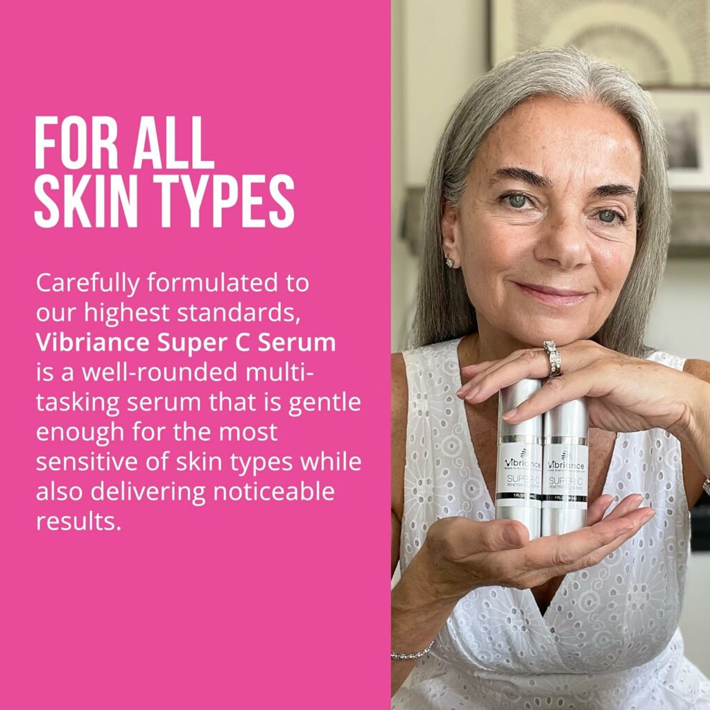 Vibriance Super C Serum for Mature Skin, Made in USA, All-In-One Formula Hydrates, Firms, Lifts, Smooths, Targets Age Spots, Wrinkles, Vitamin C Serum; 1 fl oz