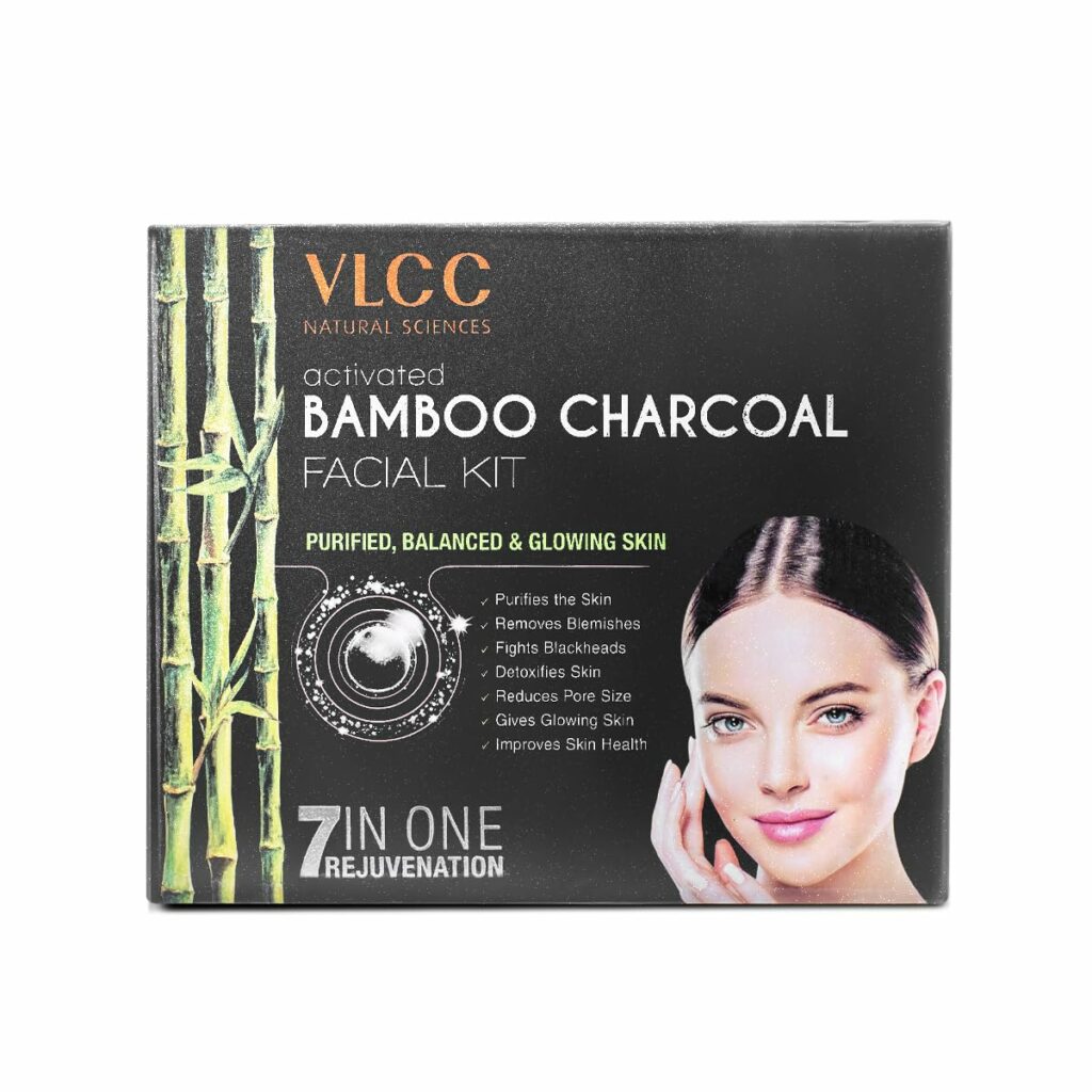 VLCC Activated Bamboo Charcoal Facial Kit For Purified- Balanced  Glowing Skin(60gm)