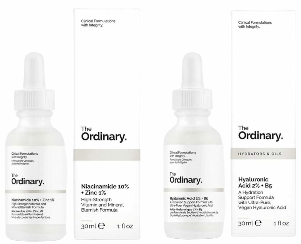 The Ordinary Facial Treatment: Hyaluronic Acid with 2% + B5 (30ml) and The Ordinary Niacinamide 10% + Zinc 1% (30ml) Bundle Face Care Set