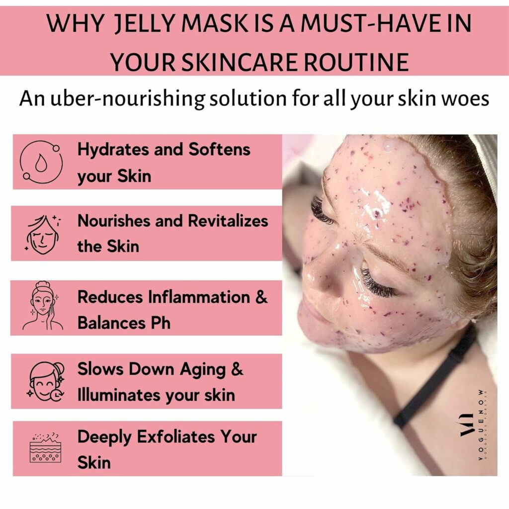 Rose and Hyaluronic Jelly Face Mask for Facials Hydrating, Brightening  Nourishing Jelly Mask with Free Jade Roller  Spatula | Professional Hydrojelly Masks | Vajacial Jelly Mask Powder | 23 Oz