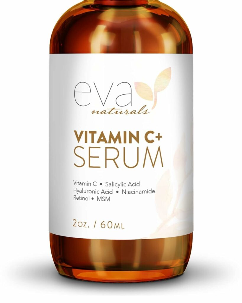 Eva Naturals Vitamin C Face Serum With Hyaluronic Acid - Anti Aging Serum - Reduce Dark Spots, Acne  Wrinkles - Retinol, Niacinamide  Salicylic Acid, Brightening Skin Serum for Glowing Skin