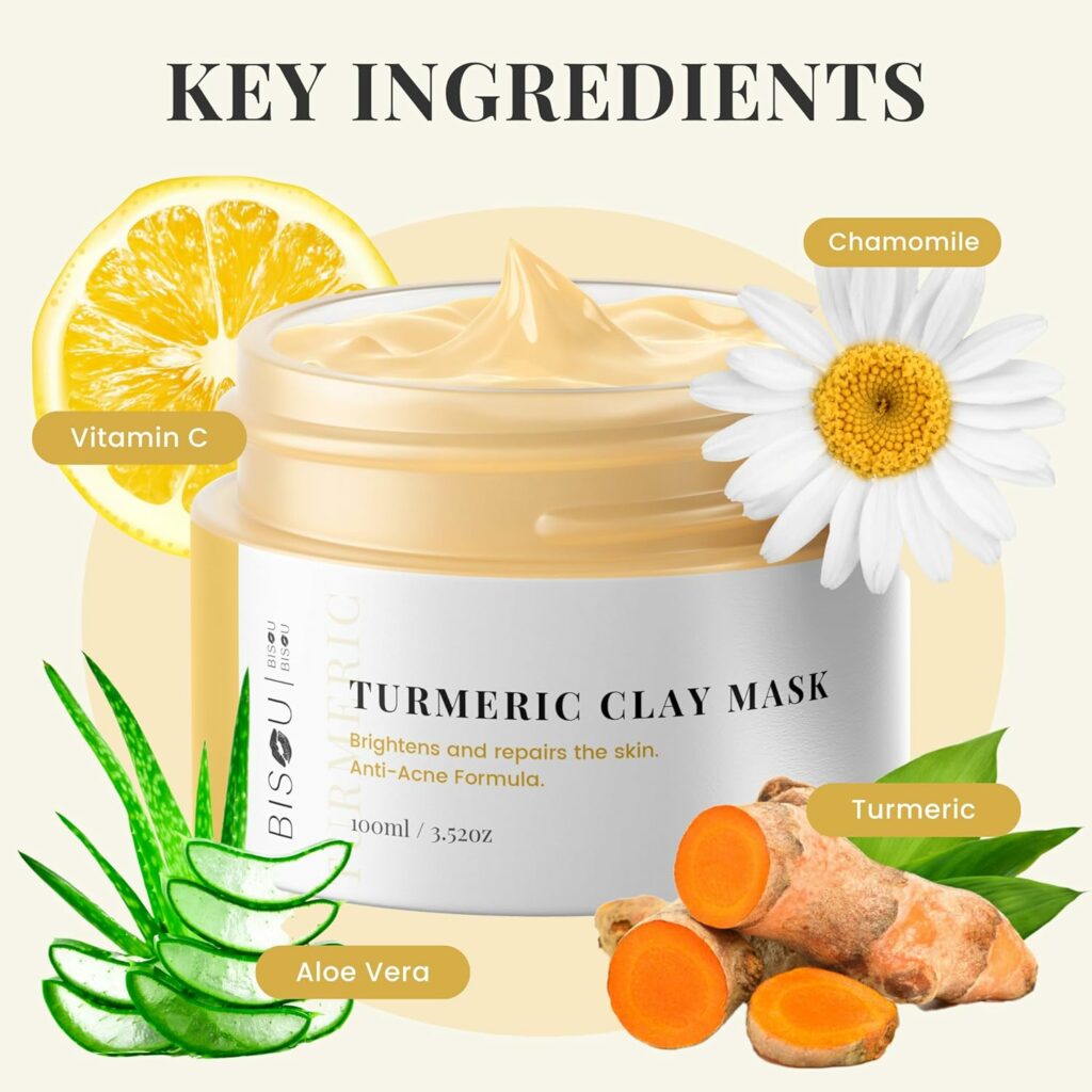 Turmeric Clay Mask  Vitamin Serum Set - Anti-Aging, Brightening, Acne Treatment, and Pore Cleansing Duo for Womens Skincare