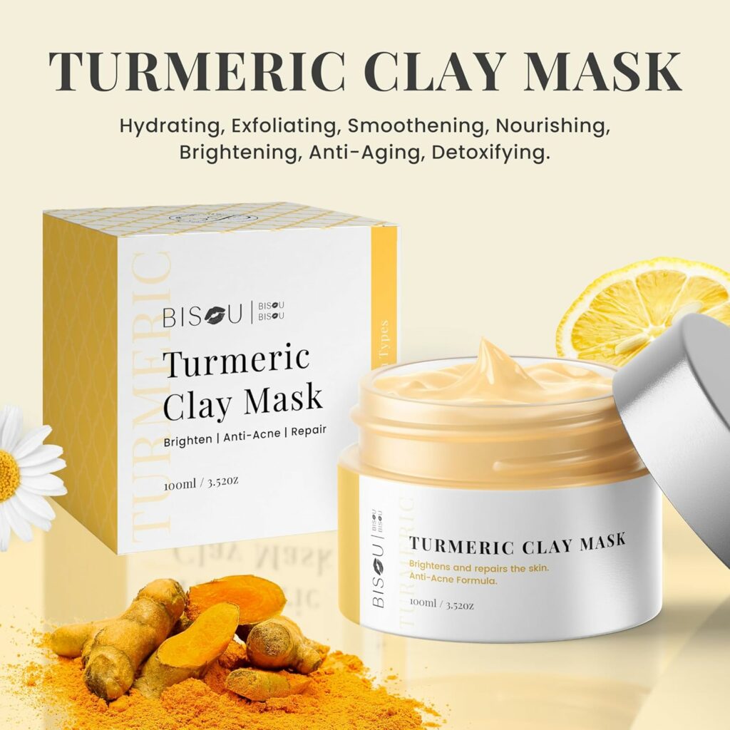 Turmeric Clay Mask  Vitamin Serum Set - Anti-Aging, Brightening, Acne Treatment, and Pore Cleansing Duo for Womens Skincare